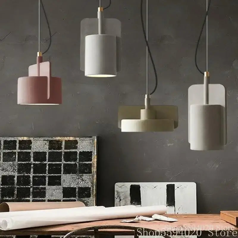 Pastel Cement Pendant Light Cylindrical Shape