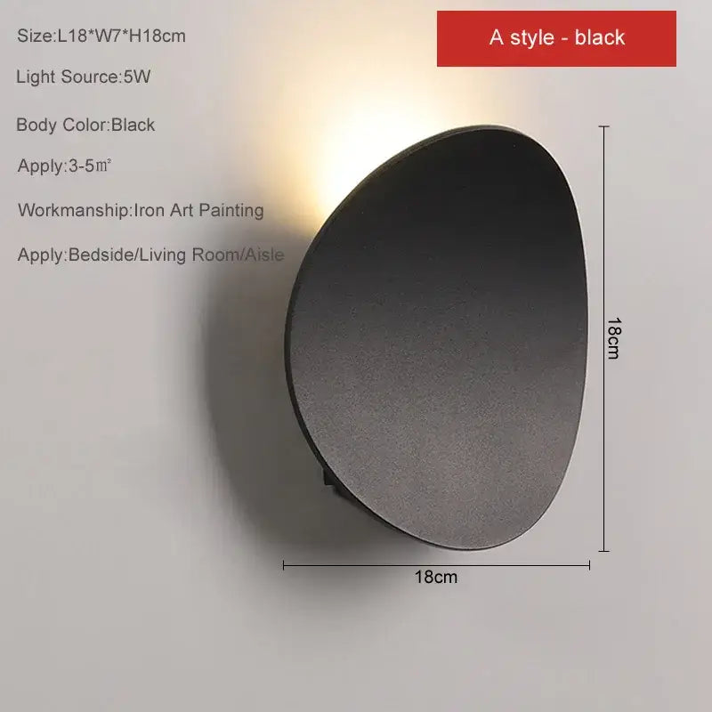 Silver Black LED Wall Lamp for Corridors