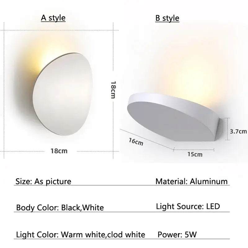 Silver Black LED Wall Lamp for Corridors