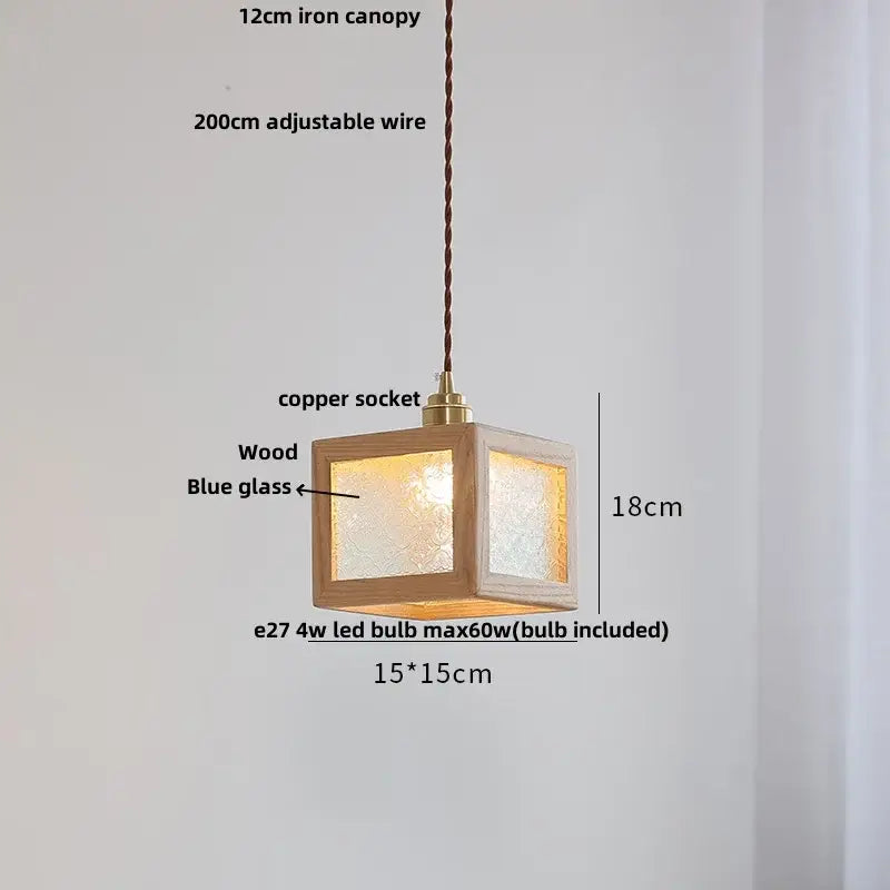 Walnut Brass Pendant Lamp With Diffused Glass Shade