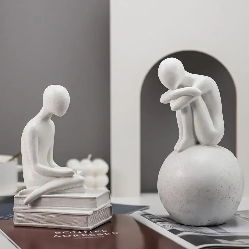 White Resin People Statue Set