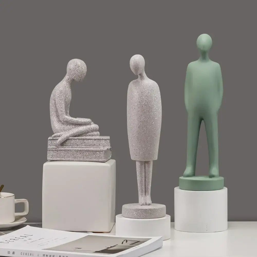 White Resin People Statue Set