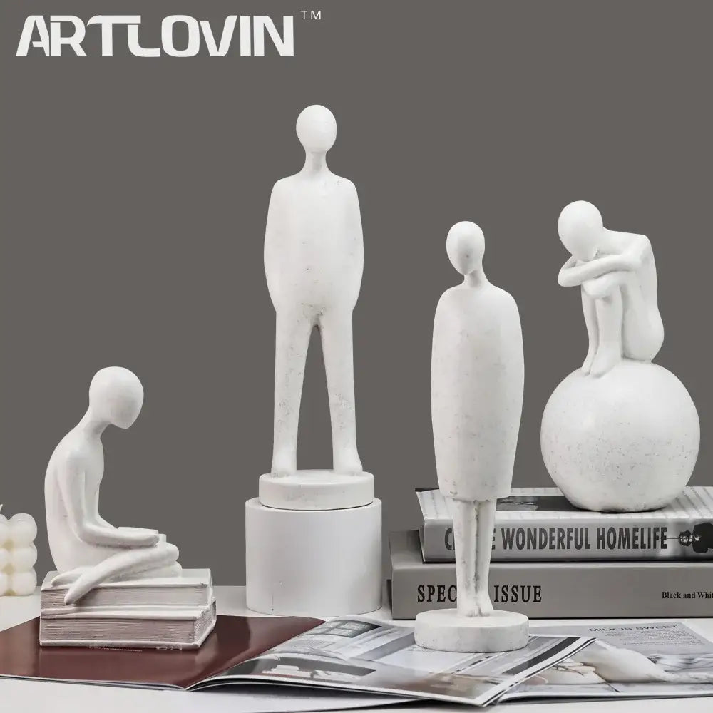 White Resin People Statue Set