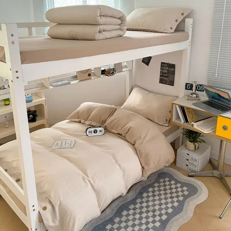 White Cotton Bedding Set 180cm 4-Piece Soft
