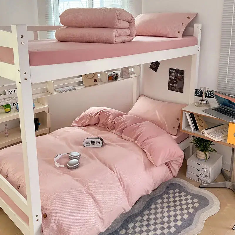 White Cotton Bedding Set 180cm 4-Piece Soft