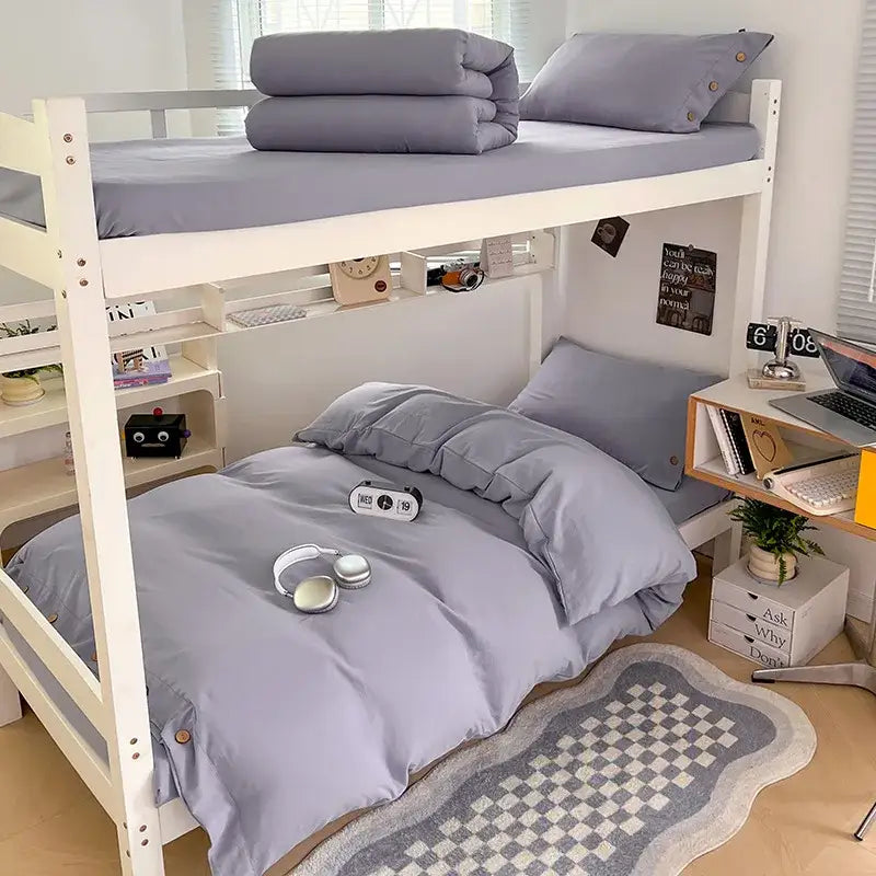 White Cotton Bedding Set 180cm 4-Piece Soft