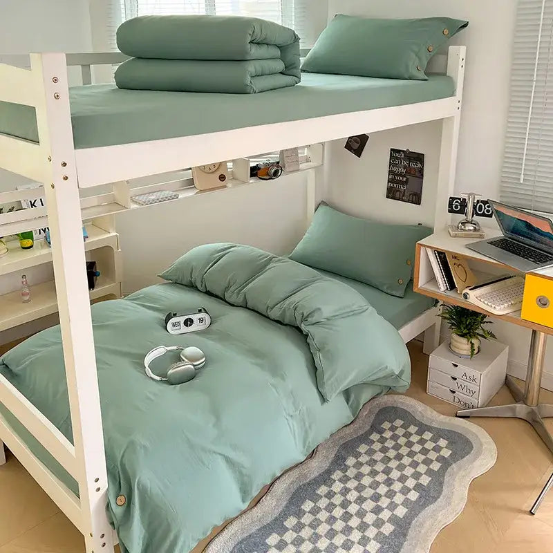 White Cotton Bedding Set 180cm 4-Piece Soft