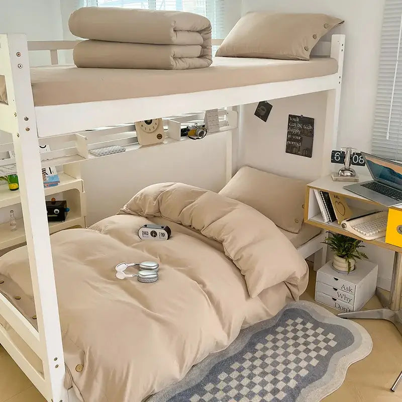 White Cotton Bedding Set 180cm 4-Piece Soft