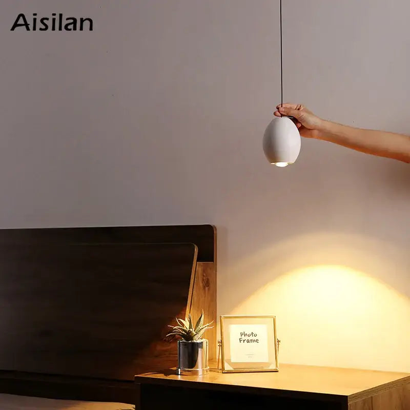 White Ceramic Egg Pendant Light
