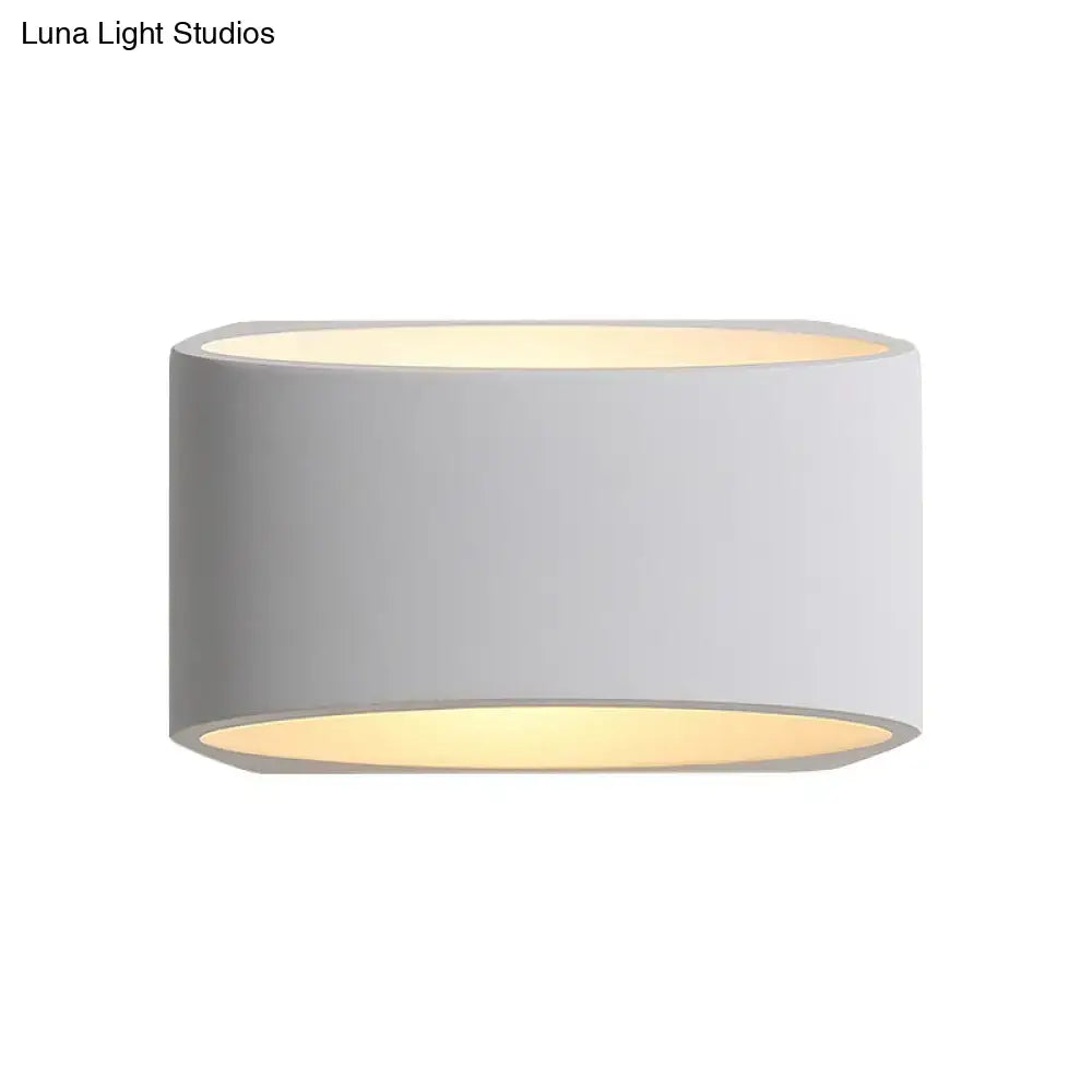 White Cylindrical Gypsum Wall Sconce