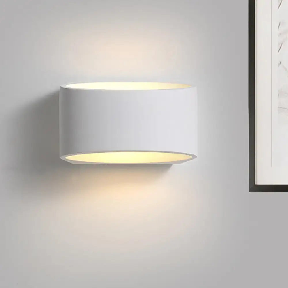 White Cylindrical Gypsum Wall Sconce