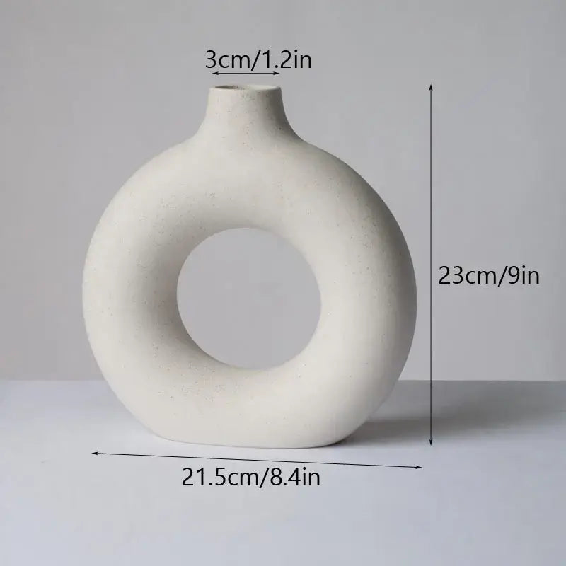 White Ceramic Donut Vase Set