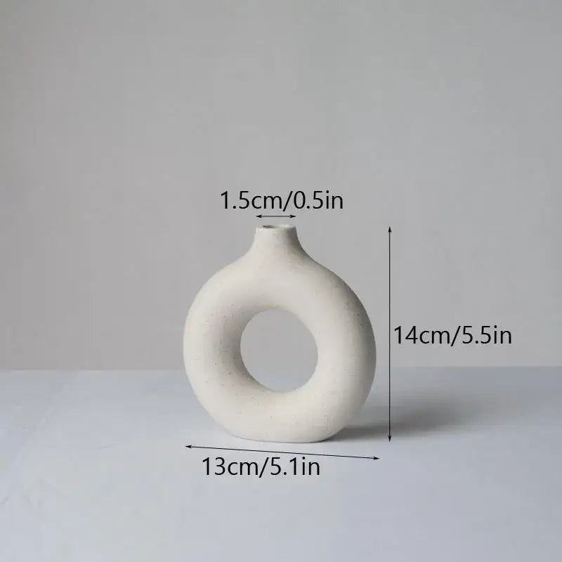 White Ceramic Donut Vase Set