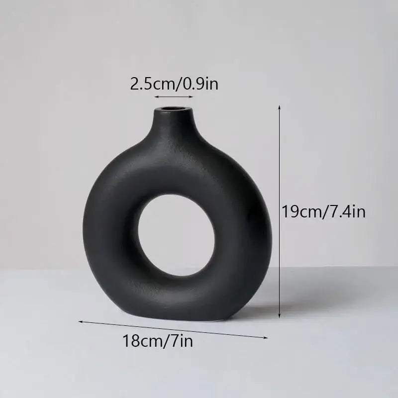 White Ceramic Donut Vase Set