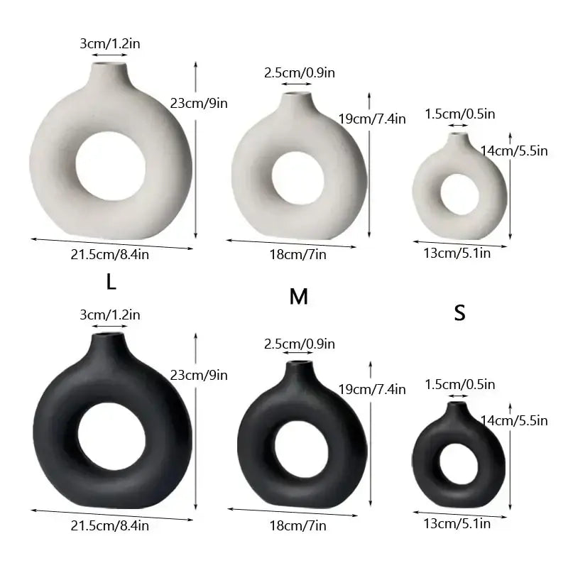 White Ceramic Donut Vase Set