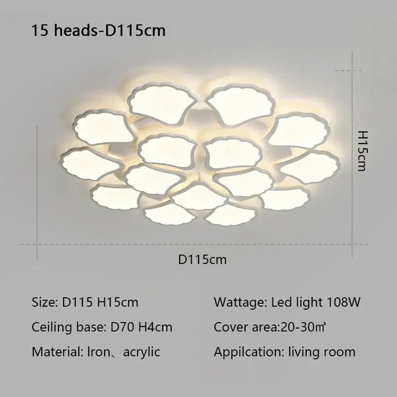 White Ginkgo Ceiling Lamp