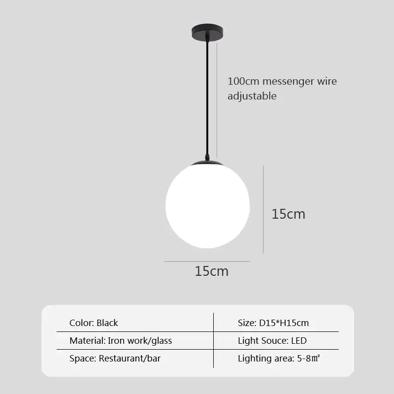 White Glass Pendant Light with Adjustable Height