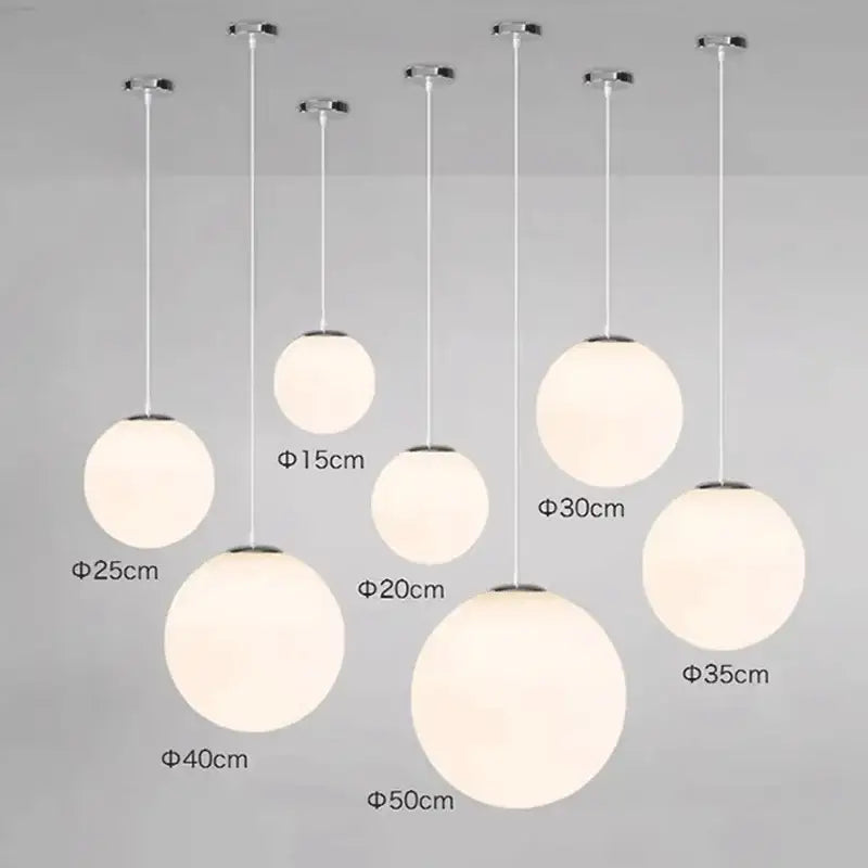 White Glass Pendant Light with Adjustable Height
