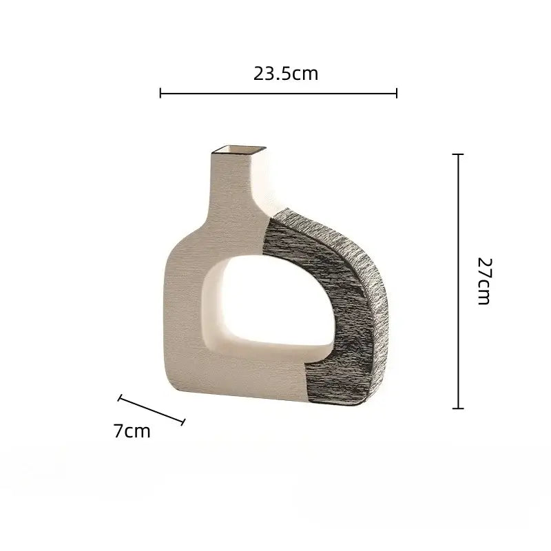Gray Striped Ceramic Vase
