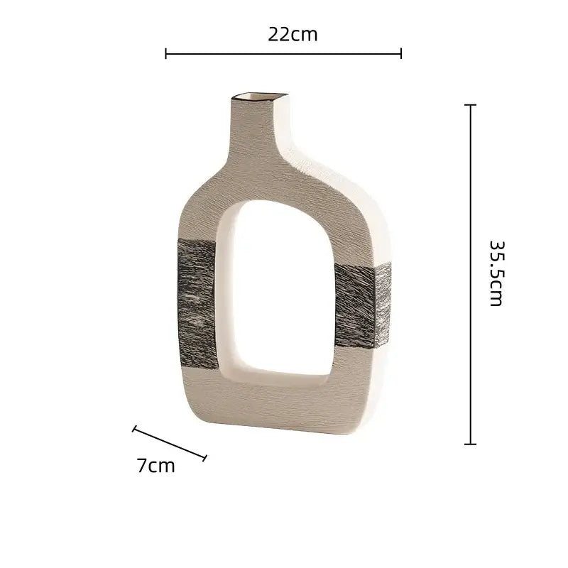 Gray Striped Ceramic Vase