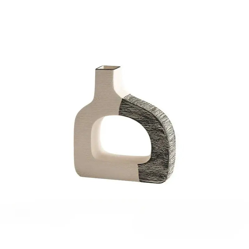 Gray Striped Ceramic Vase