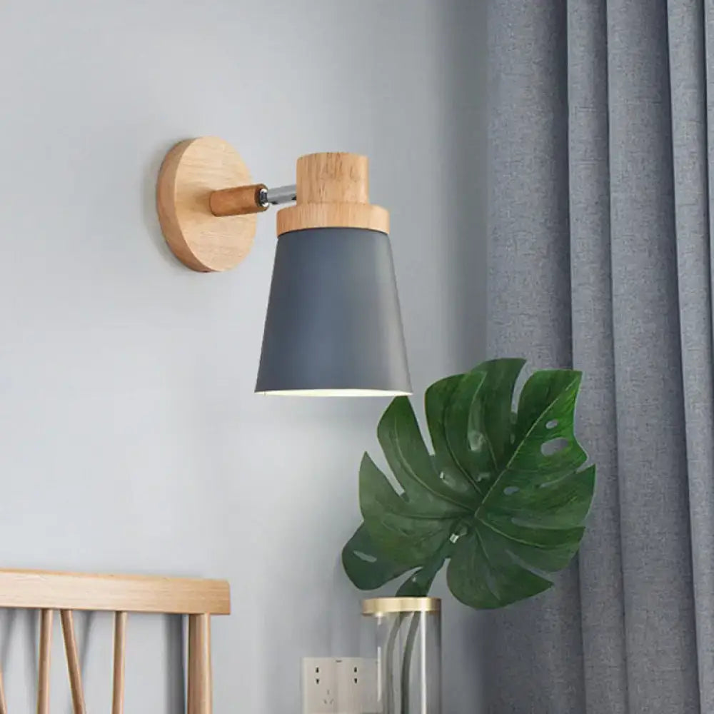 White Wood Barrel Sconce