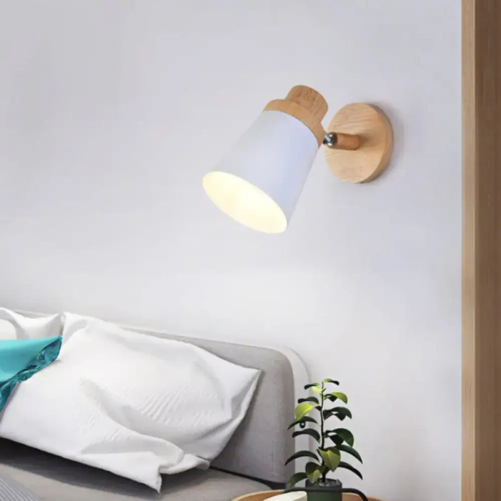 White Wood Barrel Sconce