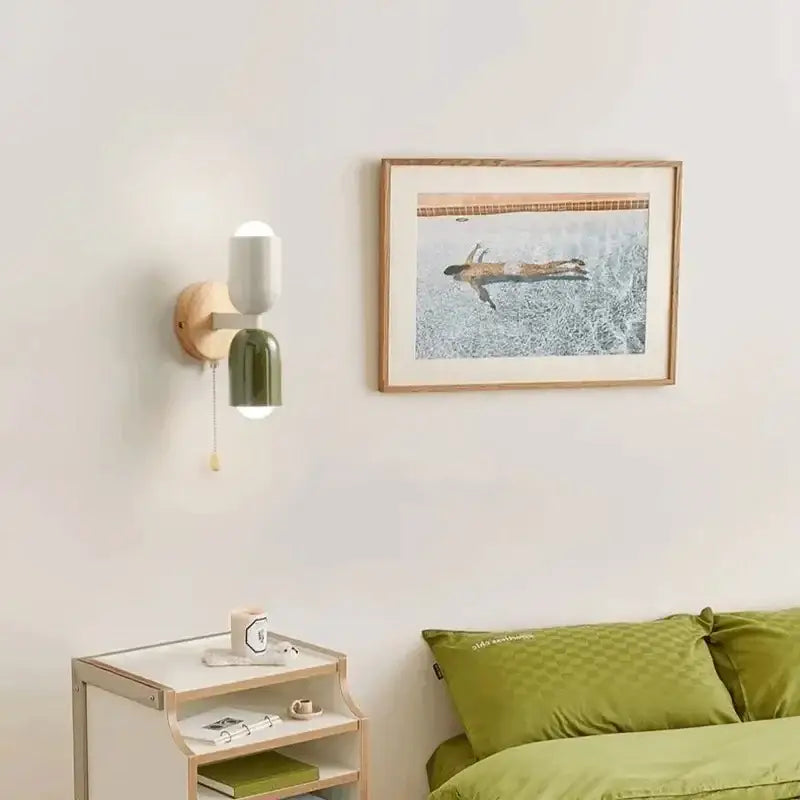 Cream Wooden Wall Lamp