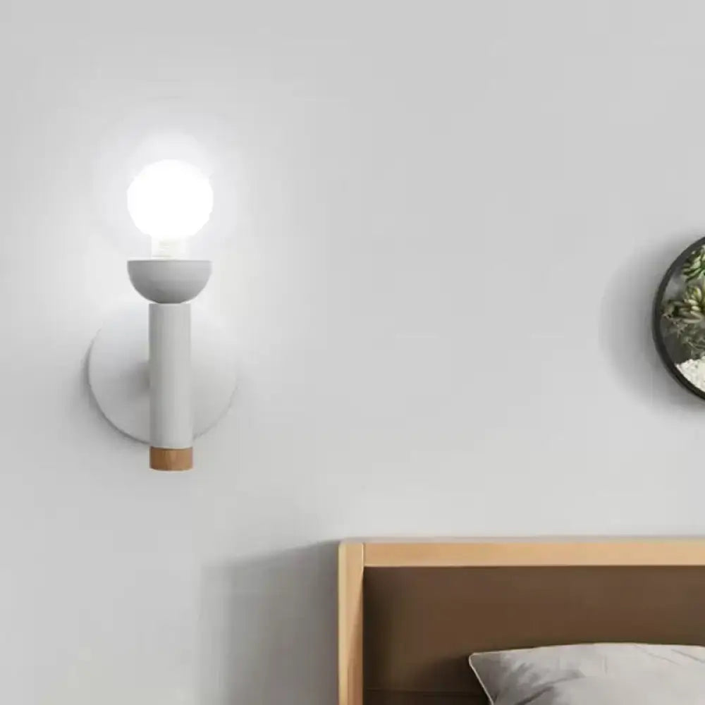 White Wood Armed Lamp