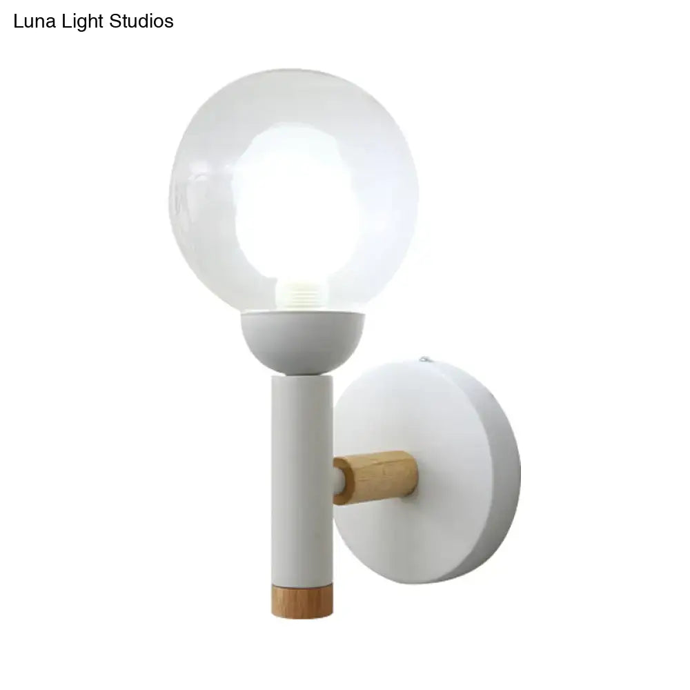 White Wood Armed Lamp