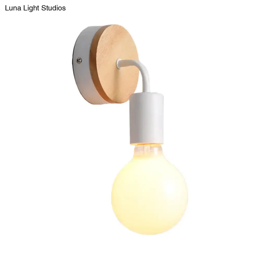 White Wood Rotatable Wall Sconce