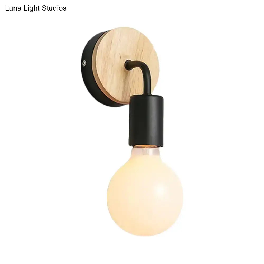 White Wood Rotatable Wall Sconce