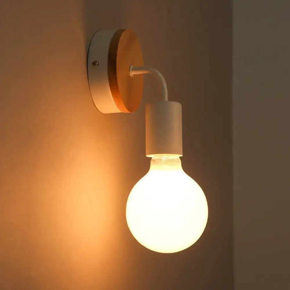 White Wood Rotatable Wall Sconce