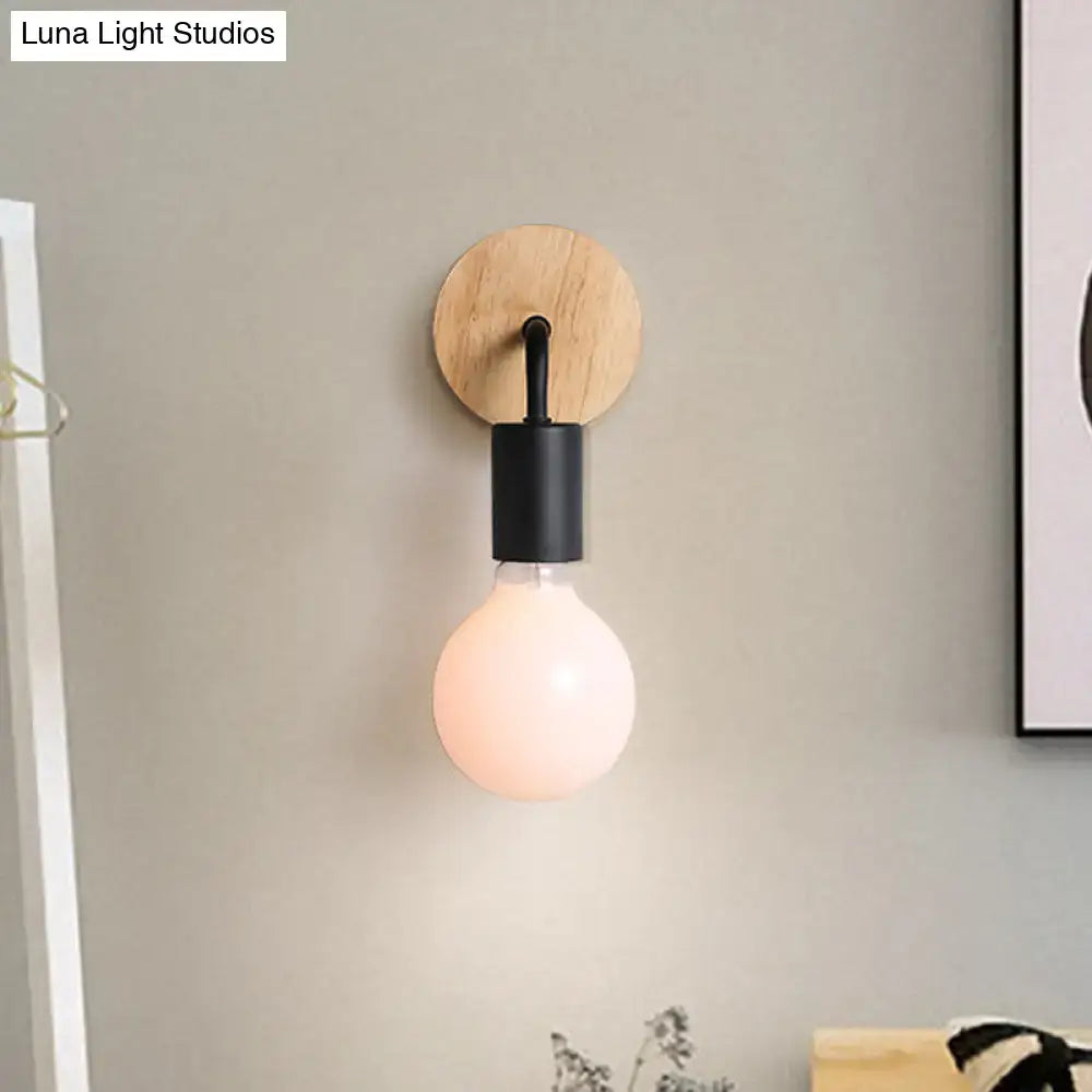 White Wood Rotatable Wall Sconce