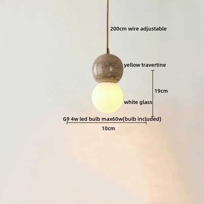 Yellow Travertine Pendant Light Small or Big Size