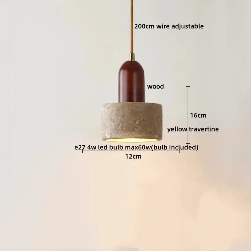 Yellow Travertine Pendant Light Small or Big Size
