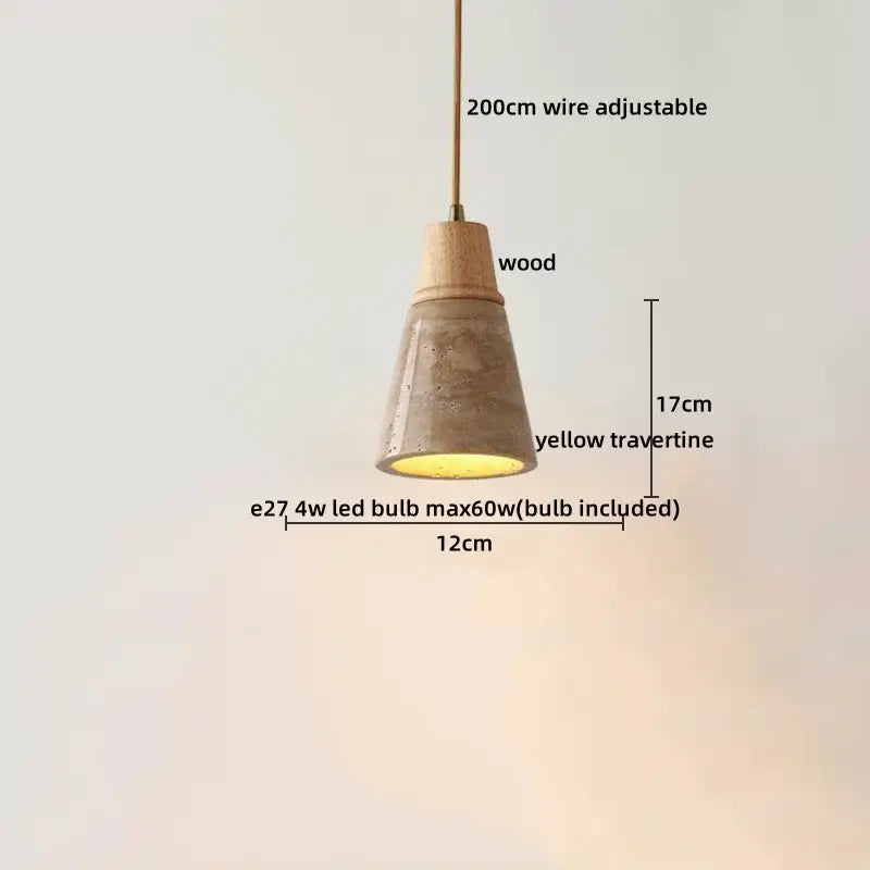Yellow Travertine Pendant Light Small or Big Size