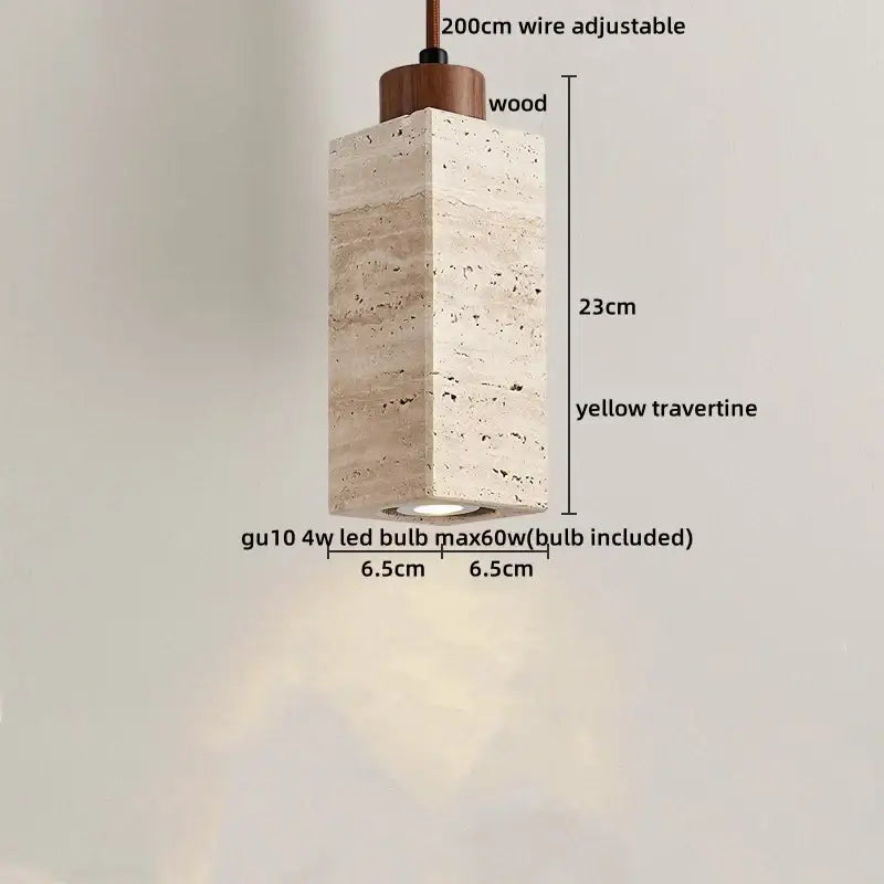 Yellow Travertine Pendant Light Small or Big Size