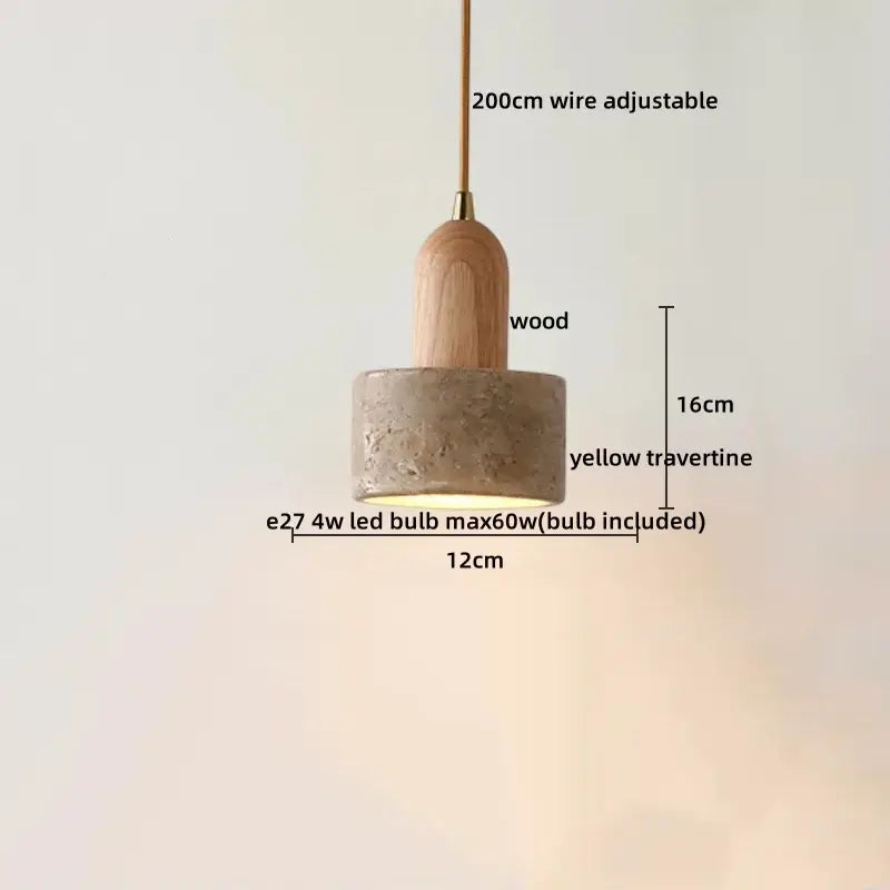 Yellow Travertine Pendant Light Small or Big Size