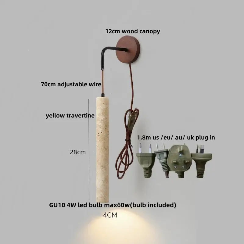 Yellow Travertine Wall Sconce