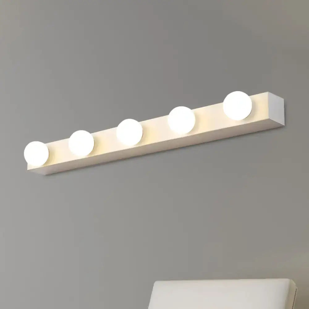 White Open Bulb Vanity Light 4-6 Light Design