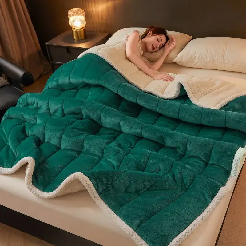 Mint Quilted Fleece Blanket