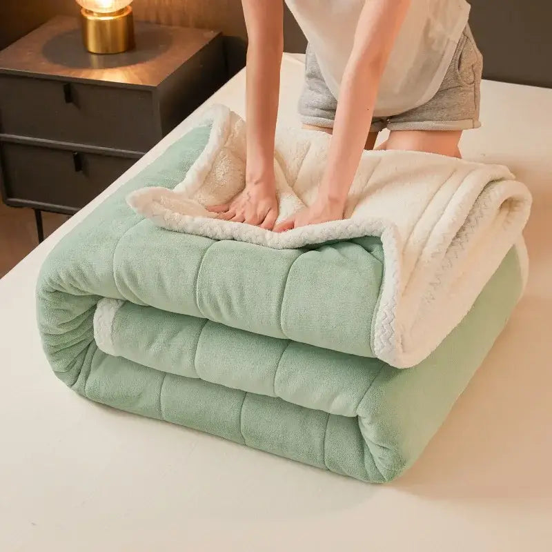 Mint Quilted Fleece Blanket