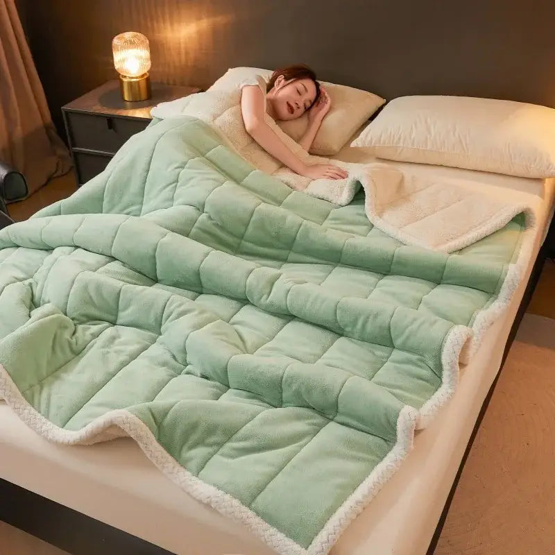Mint Quilted Fleece Blanket