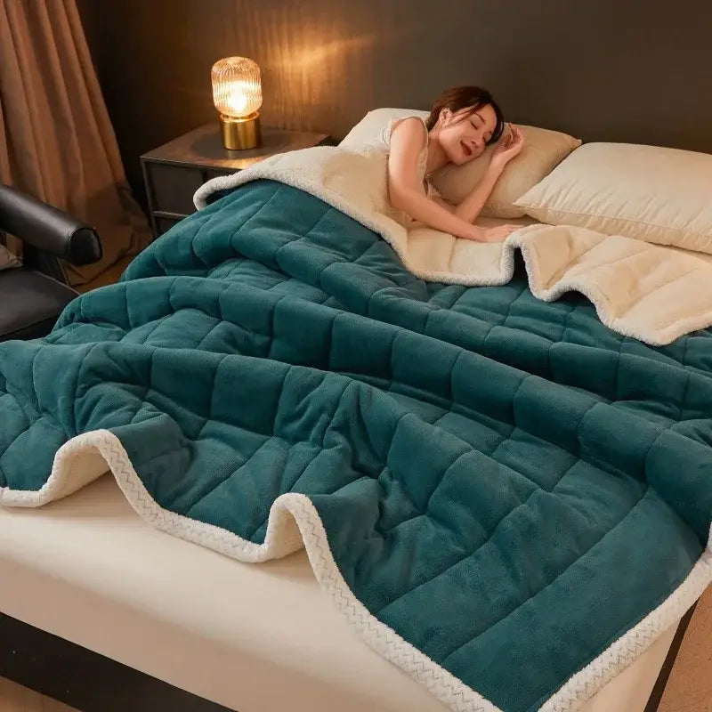 Mint Quilted Fleece Blanket