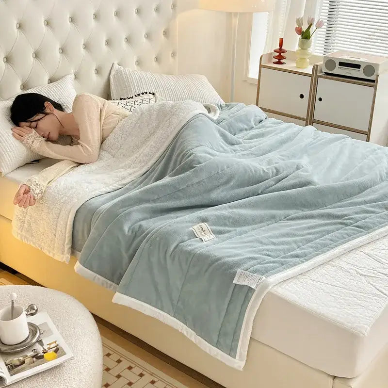 Mint Lamb's Wool Blanket