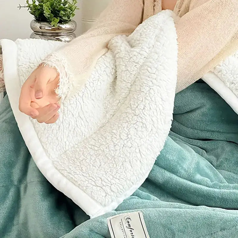 Mint Lamb's Wool Blanket
