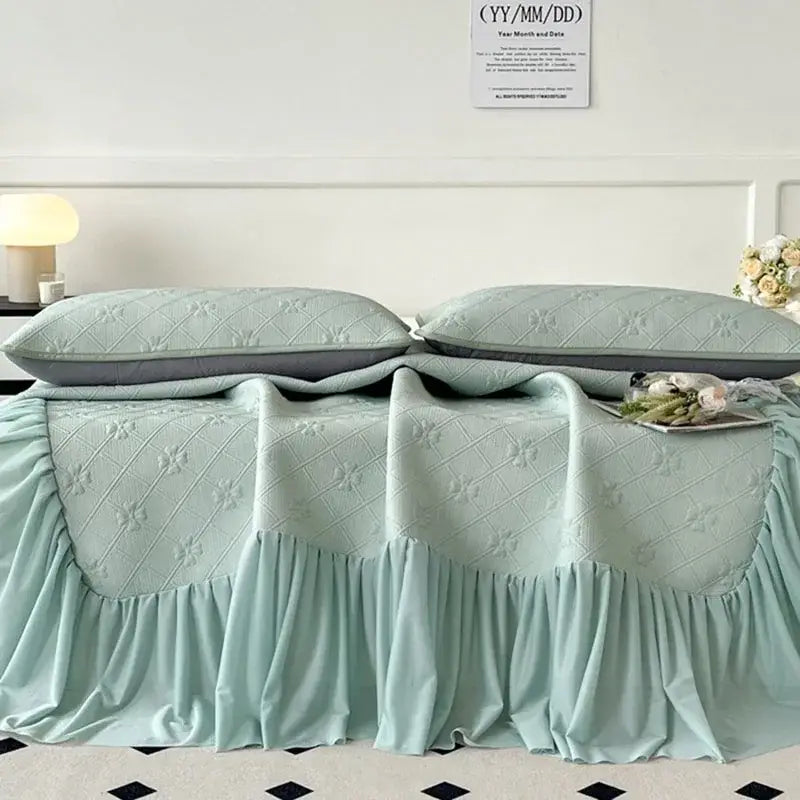 Mint Quilted Bed Skirt