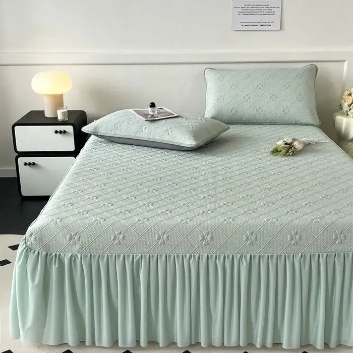 Mint Quilted Bed Skirt