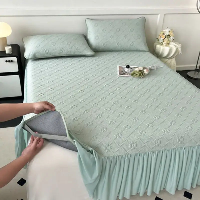 Mint Quilted Bed Skirt